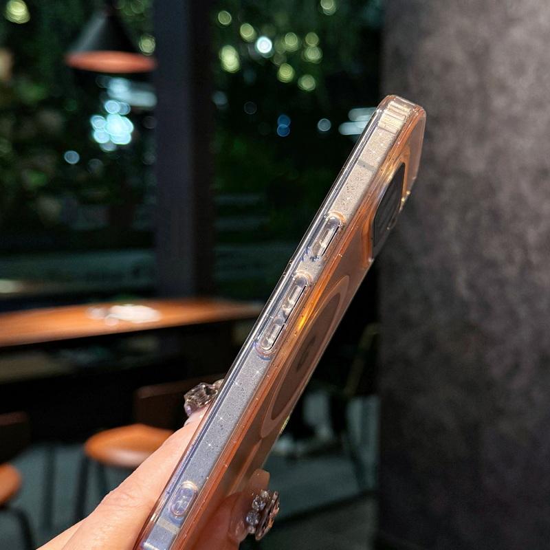 Glitter Clear Wireless Charge Magnetic Case For Google Pixel 9 Pro XL 8 Pro 8A TPU Soft Edge Shockproof Transparent PC Phone Cover