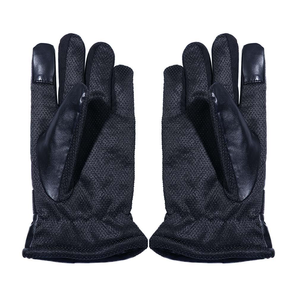 Outdoor Clambing Driving Thicken Warm Korean Mittens Men Black Gloves PU Leather Winter Gloves