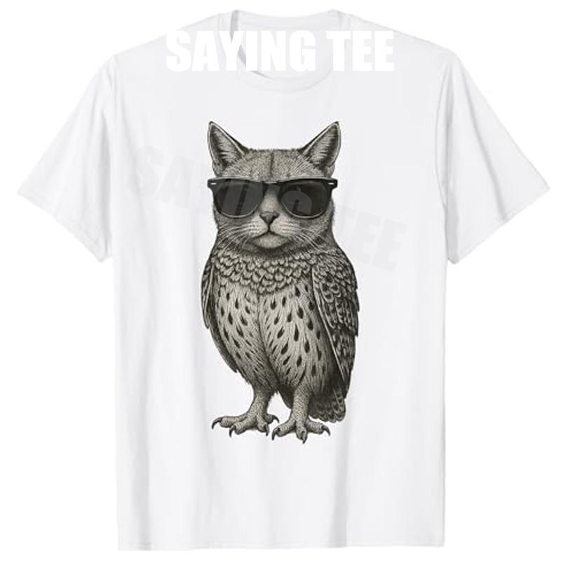 Funny Cat Owl Lover TShirt Meowl Trending Cat Meme Y2k Art Graphic Saying Tee Novelty Gift Cute Kitty Owl Aesthetic Clothes Top S