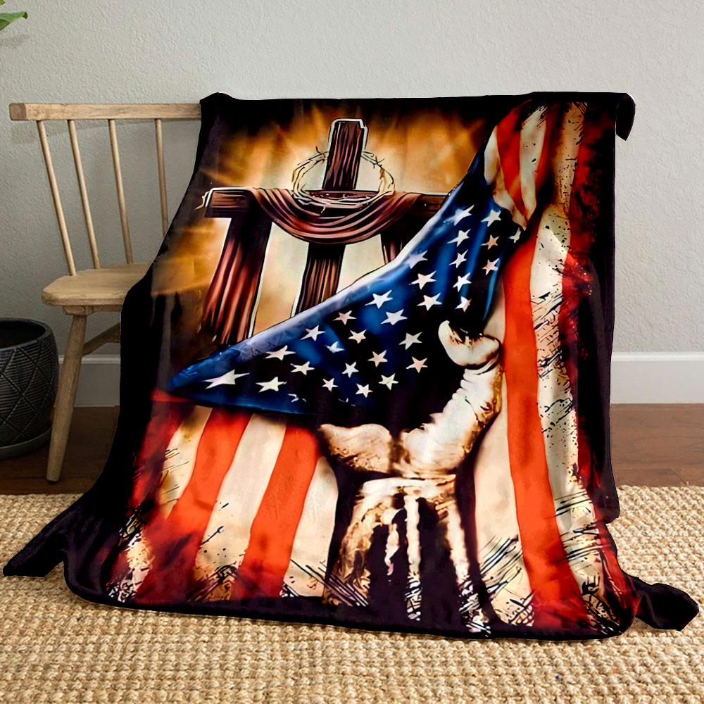 

Christian Cross American Flag Eagle Blanket Printed Blanket for Living Room Bed Couch lunch break Soft Cozy Blanket for Friend s festival Gift 80cm x 120cm