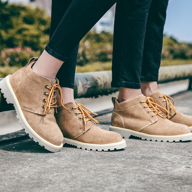 Leather Martin Boots Men'S British Short Boots Cashmere Casual Big Head Shoes Retro Tooling Boots Waterproof Mountaineering Boots Locomotive Boots
