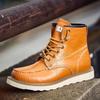 Unisex Carter Martin Leather Work Boots - British Style, High-Top, Yellow, Short Ankle Boots for Autumn and Winter.