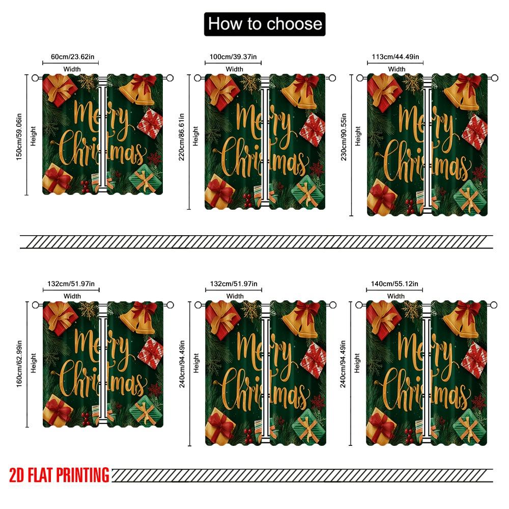 2pcs,2D Plane Printing Popular Curtain Panels Tree and Presents Polyester Woven (without Rod) Decorations Outdoor for Living