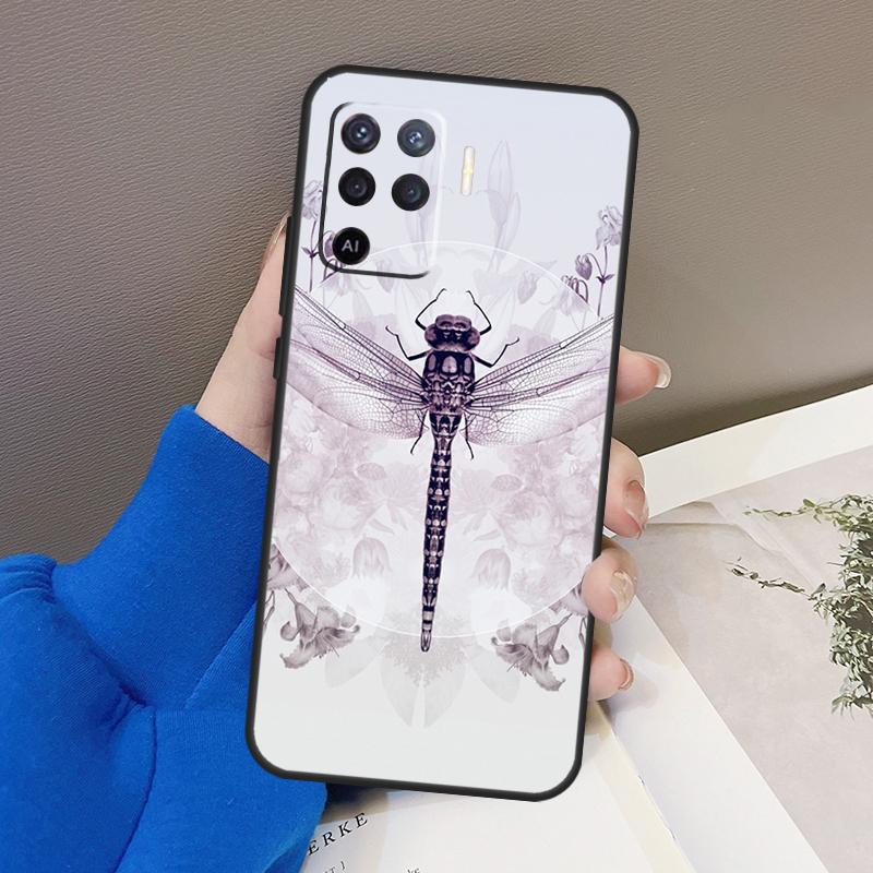 Luxury Dragonfly Case For Oppo A76 A16 A96 A17 A18 A60 A80 A40 A38 A58 A78 A98 A94 A74 A54 A15 A57 A77 A5 Pro