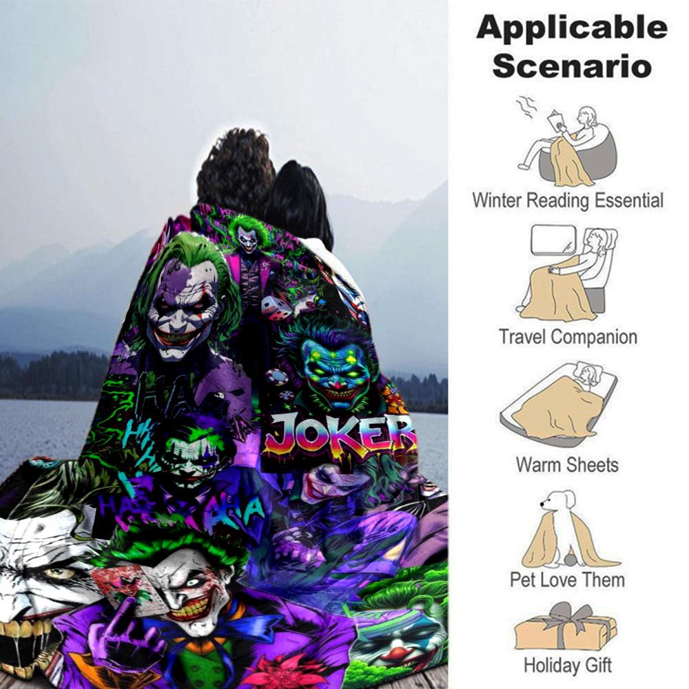 Joker Print Flannel Blanket High Quality Warm Comfortable Cover for All Seasons Perfect for Gifts Home Decor