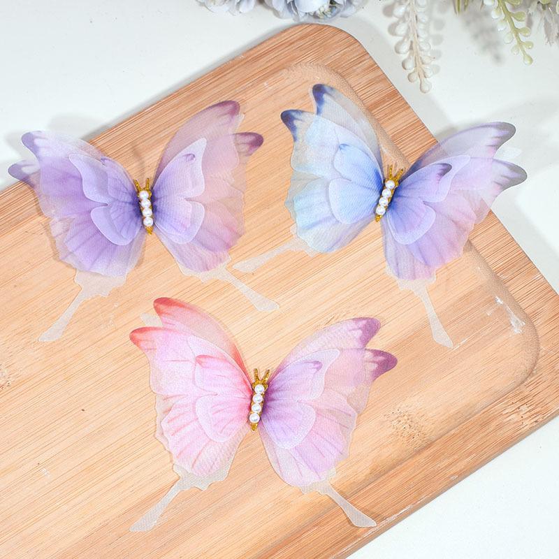 3D Gauze Pearl Butterfly Hair Clip for DIY Ancient Style Accessories