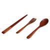 Japanisches Vintage-Holz-Essstäbchen-Löffel-Gabel-Geschirr-Set, 3-teiliges Set, neues Geschenk