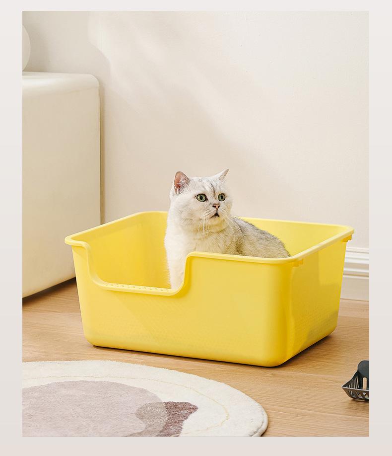 Extra Large Splash-Proof Open Cat Litter Box for Indoor Kittens