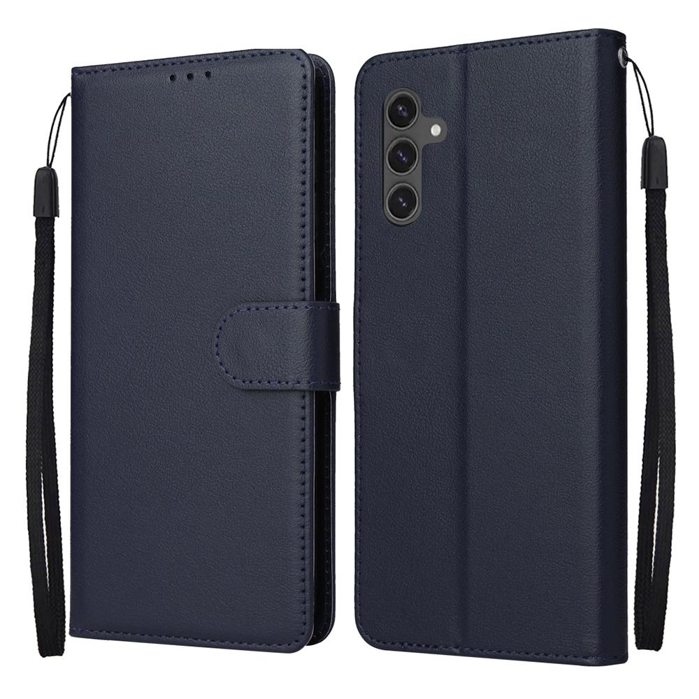 

Чехол-кошелек для Samsung Galaxy S25 FE, подставка, чехол для телефона из ПУ кожи с ремешком на запястье Blue