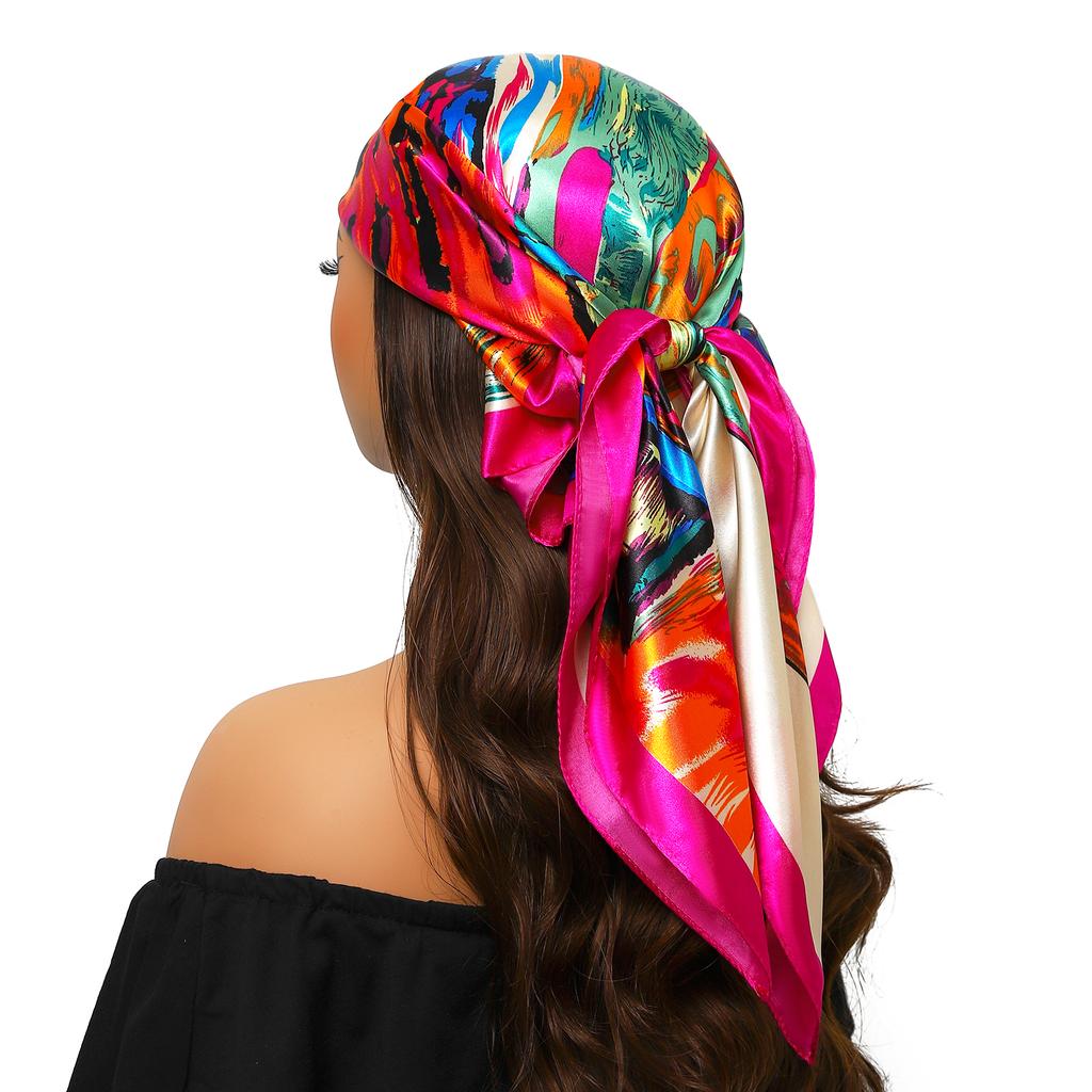 90*90cm Silk Scarf Scarftop Headwraps For Woman Fashion Four Seasons Hair Accessories Hijab Foulard Bandana Femme Headscarf