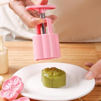 71G Forma na mooncake Festival stred秋天 Ručný lis Kvetinová forma na mooncake DIY Ručný lis na mooncake Nástroje na zdobenie fondánu