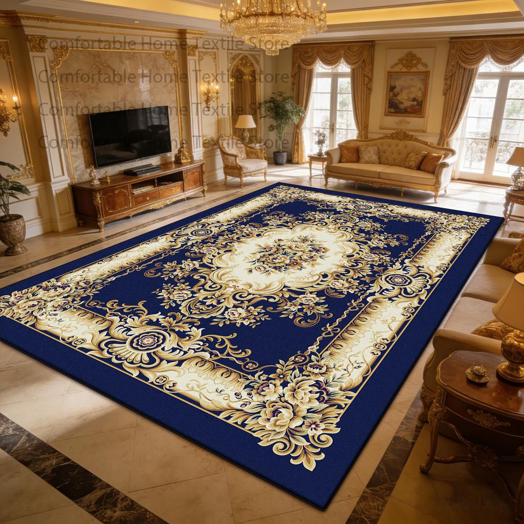European Palace Style Antiskid Living Room Carpet Decoration Bedroom Luxury Fluffy Rug Easy Clean Foldable Soft Coffee Table Mat