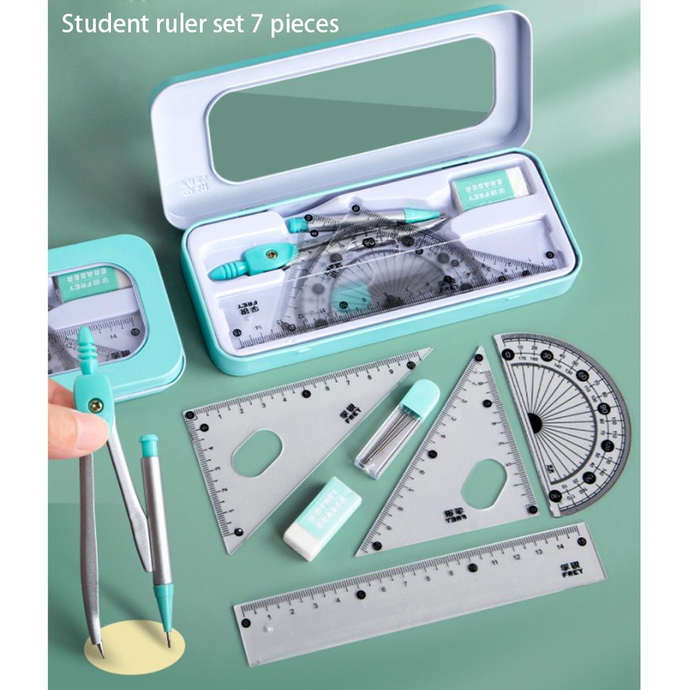 7-Piece Multi-Functional Drawing Tool Set with Colorful Cases for Students and Artists