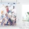 Shower Curtain One Piece Luffy Straw Hat Anime Waterproof Fabric Bathroom Curtain With Hooks, Cartoon Bath Curtain For Home Deco