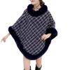 Korean-Style Women's Fur Collar Cashmere Cape: Autumn/Winter Knit Pullover Sweater Shawl