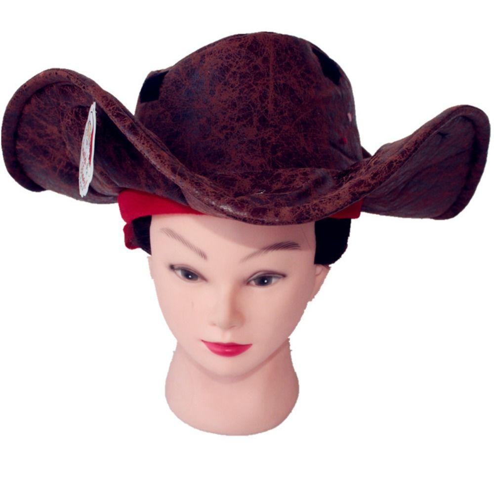 Adult Brown Pirate Captain Cap Holiday Party Vintage Tricorn Hat Pirate Cowboy Hat Men Headwear