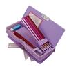 Kutsuwa Magnetic Pencil Case with with Purple Glitter, 2-Door Design, Sharpener, (SF007PU)