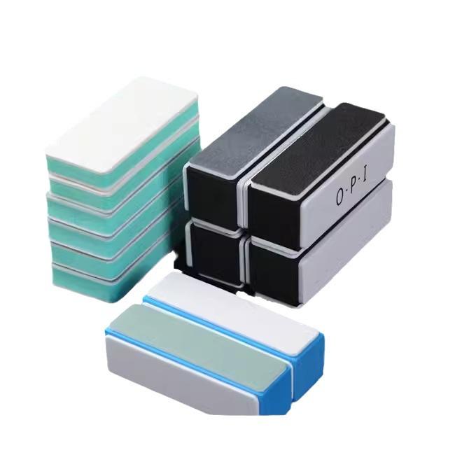 Pilă de Unghii Verde & Albă cu Două Fețe, Bloc de Lustruit - Pilă Argintie pentru Instrumente de Manichiură