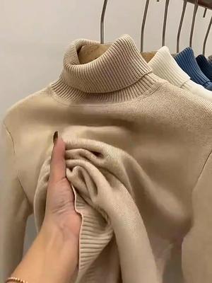 Maglione dolcevita addensato da donna Camicia coreana con fondo lavorato a maglia calda foderata alla moda Top slim Maglieria invernale Pullover casual