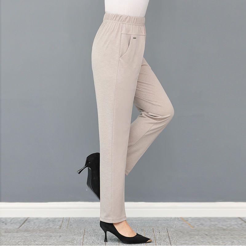 

Summer Elastic Straight-Leg Pants for Middle-Aged & Elderly Women XL (80-95 lbs) грязно-белый