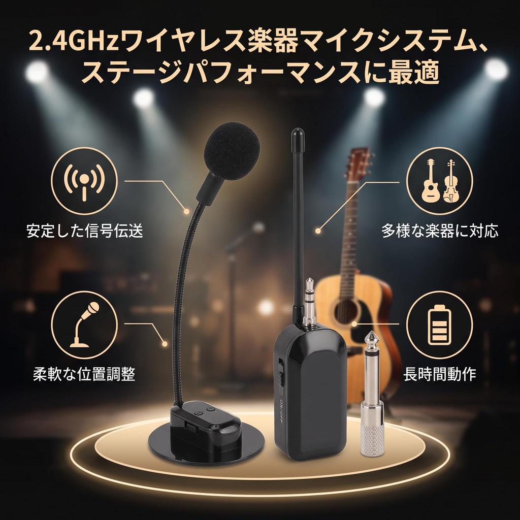 TOPINCN Wireless Instrument Wireless Pickup Microphone System for Flexible Rotating Fully Directional Condenser Noise Up to 8 Hours Battery 40m
