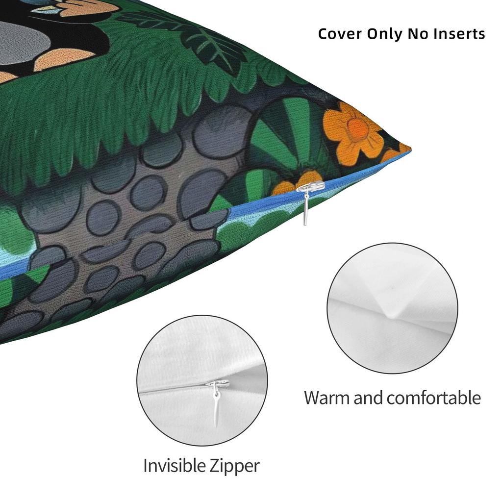 Pillfodral med den lilla mullvaden Kawaii-kuddfodral Bekväma kuddfodral för vardagsrummets soffa