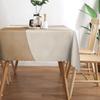 Minimalist Beige Geometric Tablecloth, Abstract Color Block Print with Scalloped Edge, Stain Resistant for Dining Room & Neutral