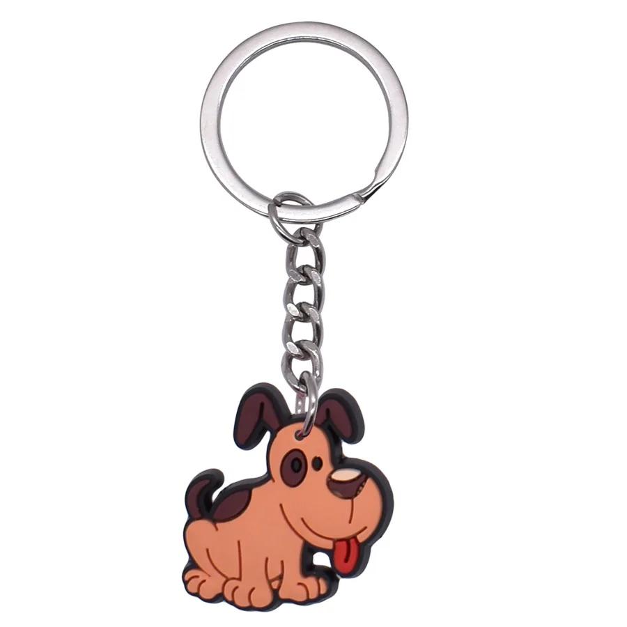 New Arrival Adorable Pet Dogs PVC Soft Keychains Bag Hanging Pendant Car Keyrings Animals Key Chains Accessories Wholesale Gift