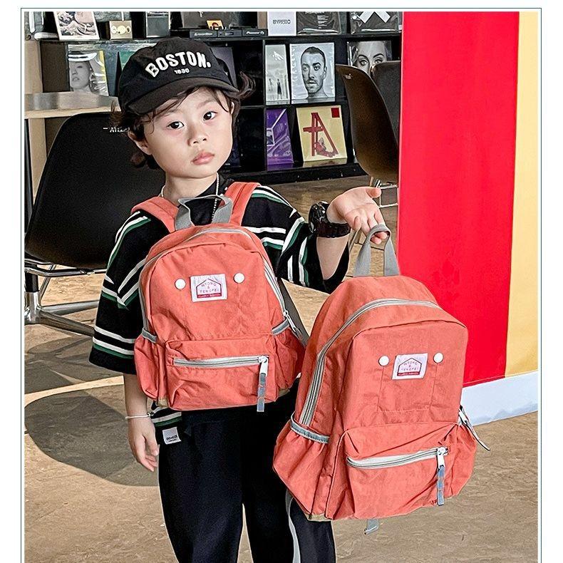 Solid Simple Color Letter Decoration Children Backpack With Pocket Multi