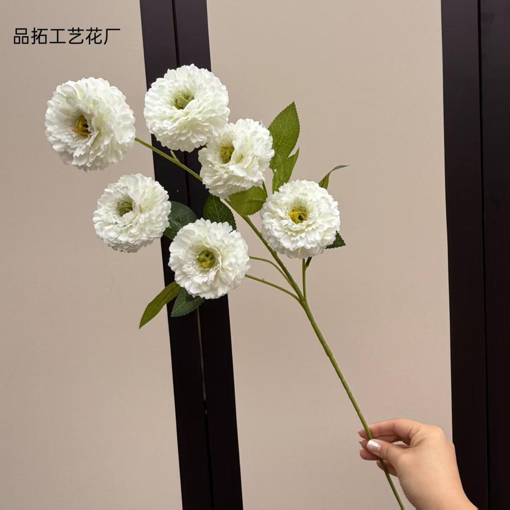 Artificial Peony Flower Long Stem 6 Heads Silk Ranunculus Bunch for Wedding Party Table Hotel Home Floral Decor