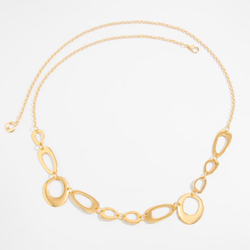 Simple Wind Metal Hollow Circular Splicing Waist Chain, Personalized Fashion Geometric Belt Body Chain