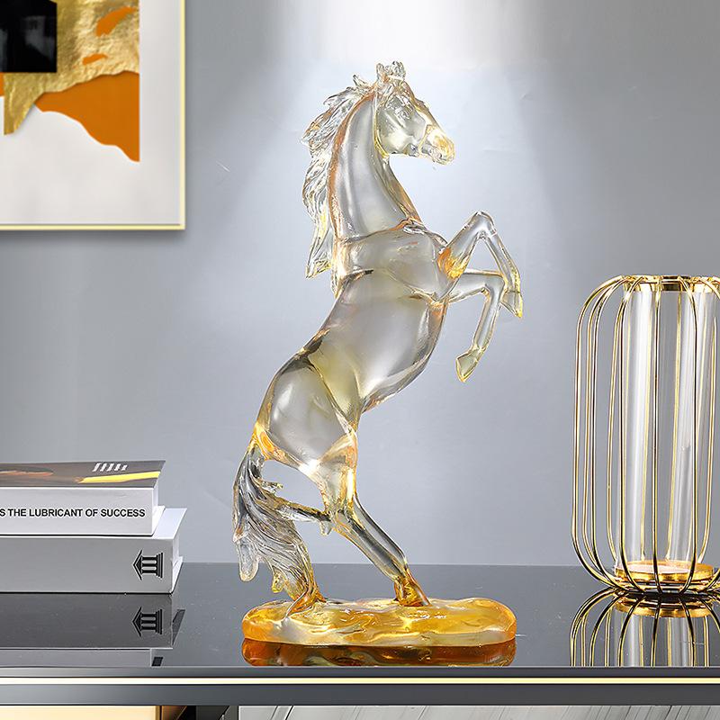 Resin Handicrafts Simulation Animal Sculpture Horse Ornament Transparent Colored Horse Decorative Figurines Home Decoration