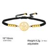 LIKGREAT Saint Francis of Assisi 16*16mm Double Sided Etched Round Pendant Two Hole Adjustable Braided Rope Bracelet Religious