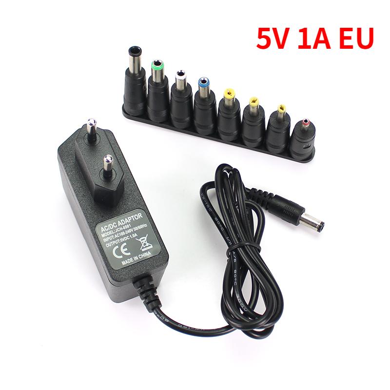 

Адаптер живлення AC/DC 5V 12V 1A 5.5ммx2.5мм Імпульсний зарядний пристрій 110В до 220В з 8 універсальними перехідними вилками