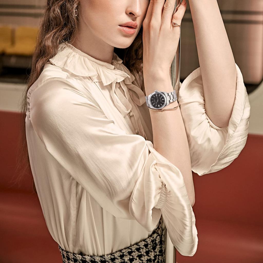 [BUREI] Women's Watch Analog Waterproof Quartz Couple Watch Popular Simple Silver Black Luminous Clock
