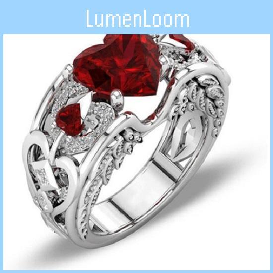 Elegant Women Ladies Rhinestone Princess Heart Shape Jewelry Wedding Ring