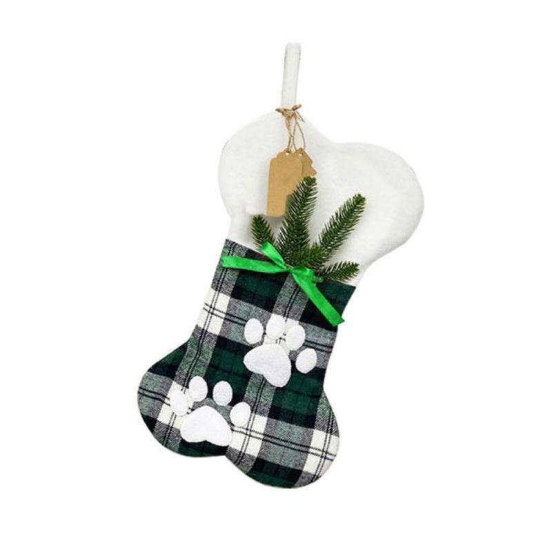 Grid Christmas Stockings Candy Sock Xmas Gift Holders for Christmas Home Navidad New Year Sock Christmas Tree Decorations