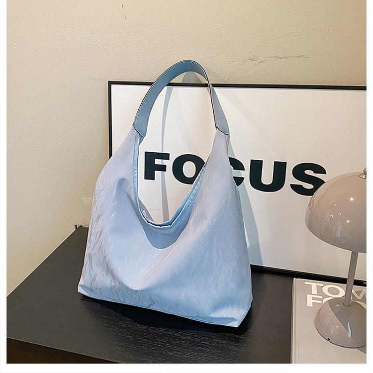 

Casual texture bag women s 2024 new trendy large capacity fashion simple Internet celebrity popular ins shoulder bucket bag синій