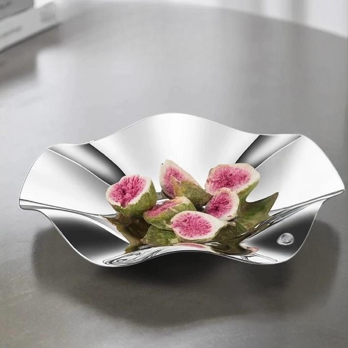 Nordic Fruit Plates Stainless Steel Decorative Plate Petal Ornament Storage Trays Creative Living Room Coffee Table Storage Tray