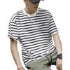 TonLion 2025 Summer Men's Left Chest Small Logo Striped Short-Sleeve T-Shirt, S, Black