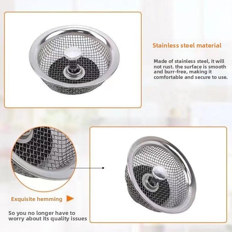 Kitchen Sink Strainer Washbasin Sewer Drain Anti-blocking Residue Universal Mesh Household Stainless Steel Strainer