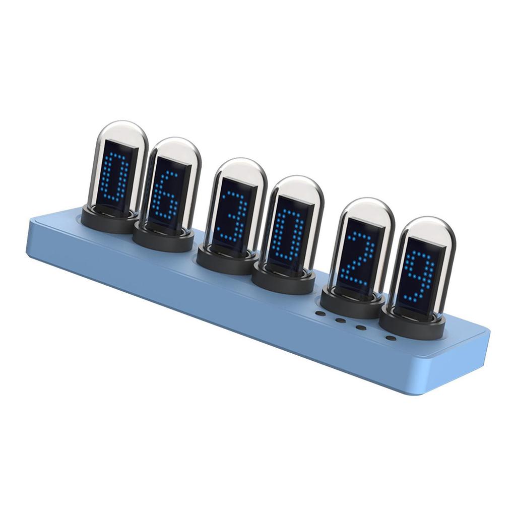 IPS Nixie Tube Clock 6 Bit IPS LCD Screen Retro Room Decor Creative Electronic Clock for Table Dorm Study Shelf Living Room