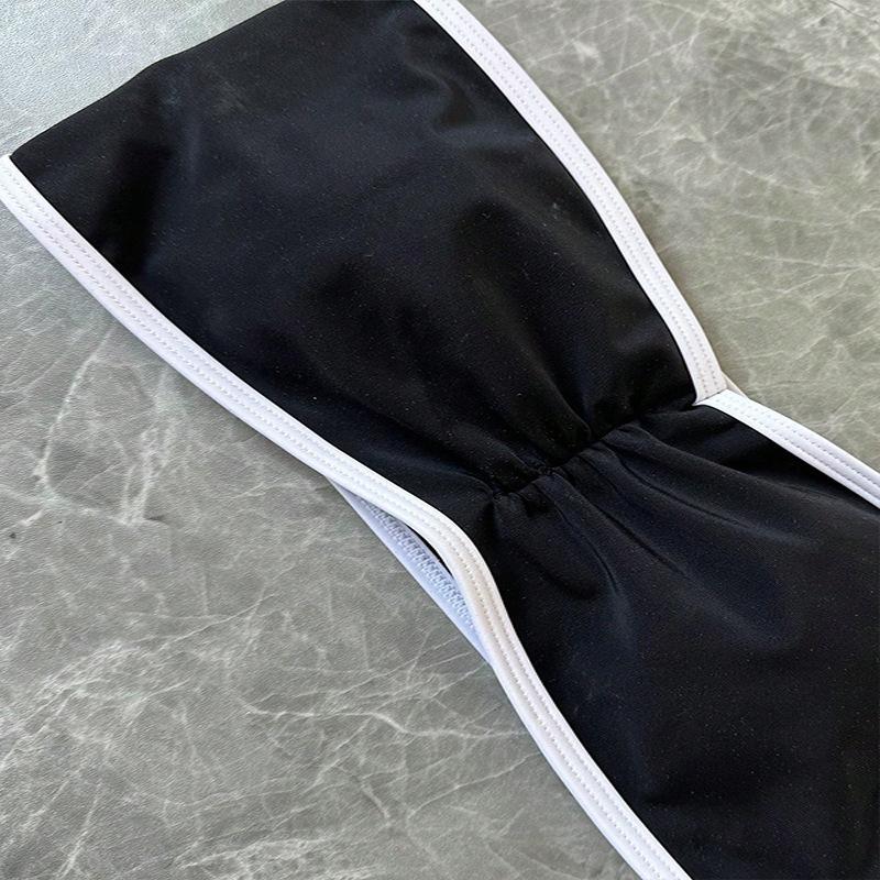 Women's Strapless Swimsuit 2-piece Suit Solid Color Patchwork Push Up Ruffle Thong Beach Hot Spring Bikini Set New Swimwear