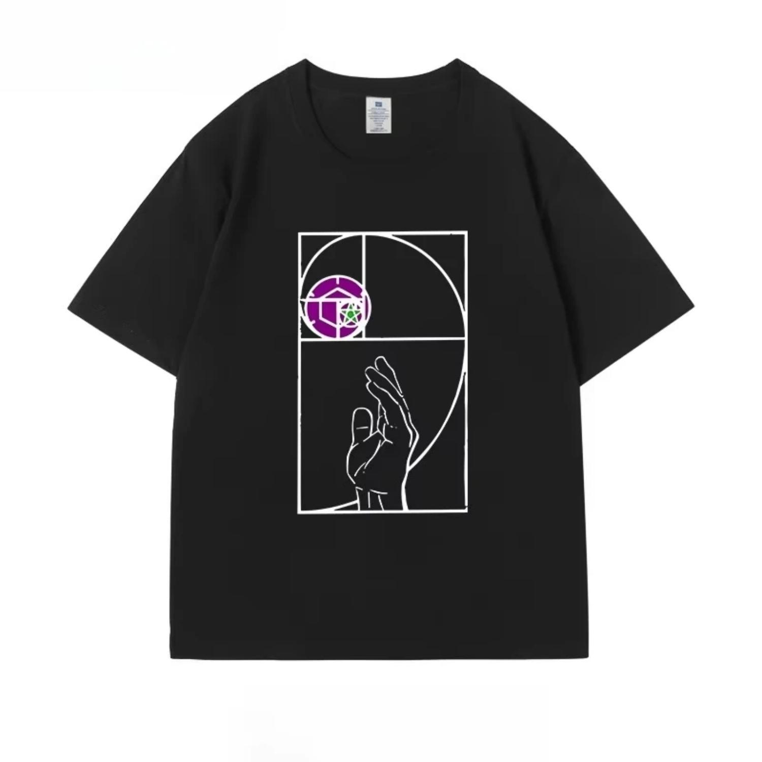 

2026 Футболка с принтом «Золотое сечение ДжоДжо» Подходит для мужчин и женщин С высококачественным дизайном в уличном стиле S чёрный