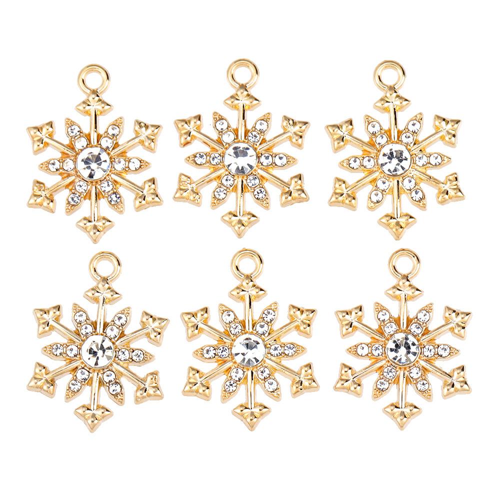 

6pcs Exquisite Inlay Zircon Hollowed-out Snowflake Christmas Charms for Jewelry Making Necklace Bracelet DIY Material Wholesale