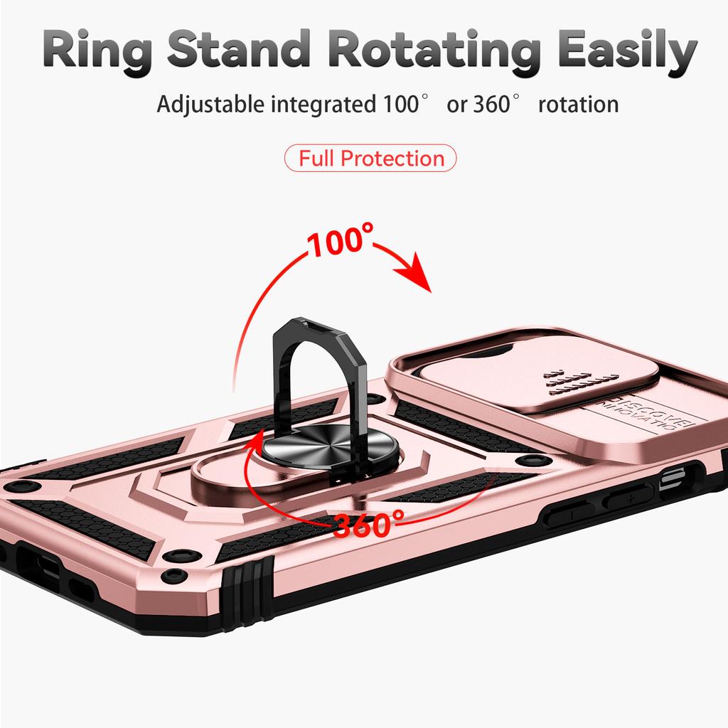Luxury 2 In 1 Metal Ring Stand Holder Armor Phone Case for iPhone Samsung Google Xiaomi Shockproof Phone Bumper with Magnetic For Car Bracket