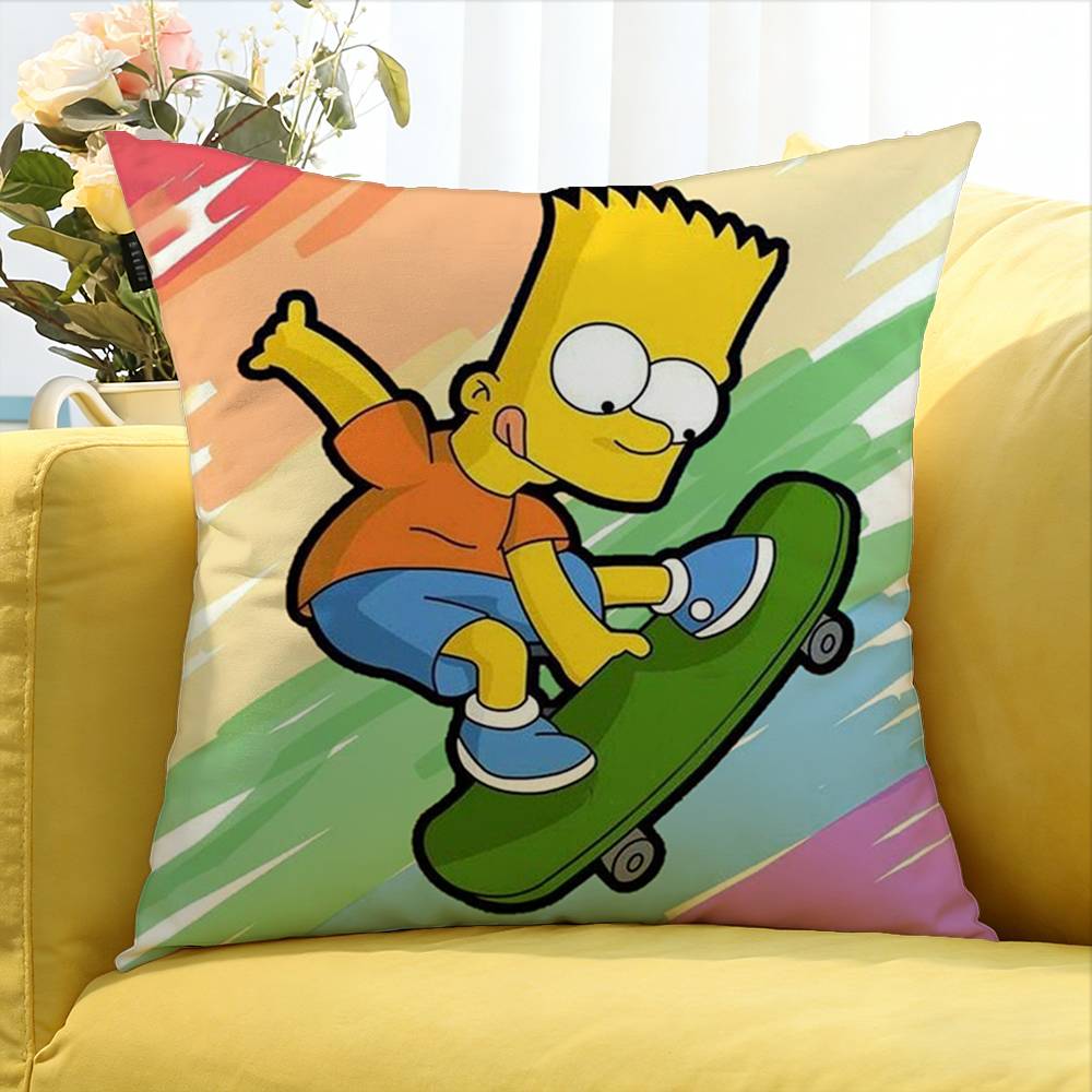 Happy S-Simpsons Various Sizes Square Pillow Case For Car Home Bedchamber Decor