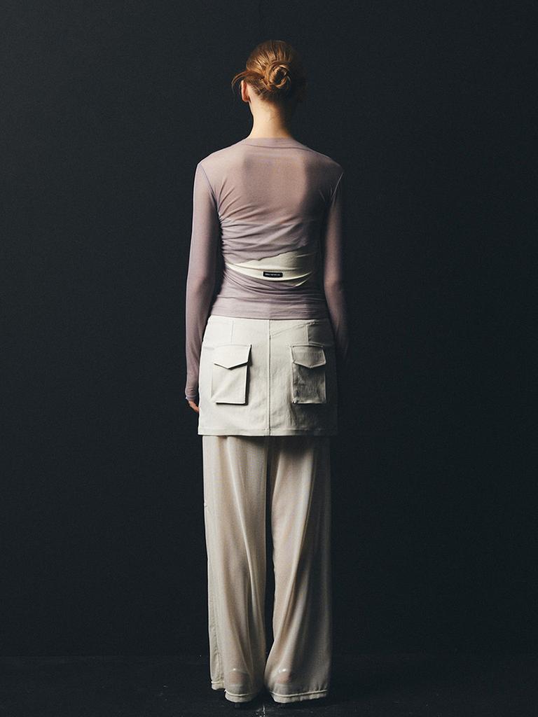 Half Devils Cargo Skirt Set Mesh Pants_Ivory