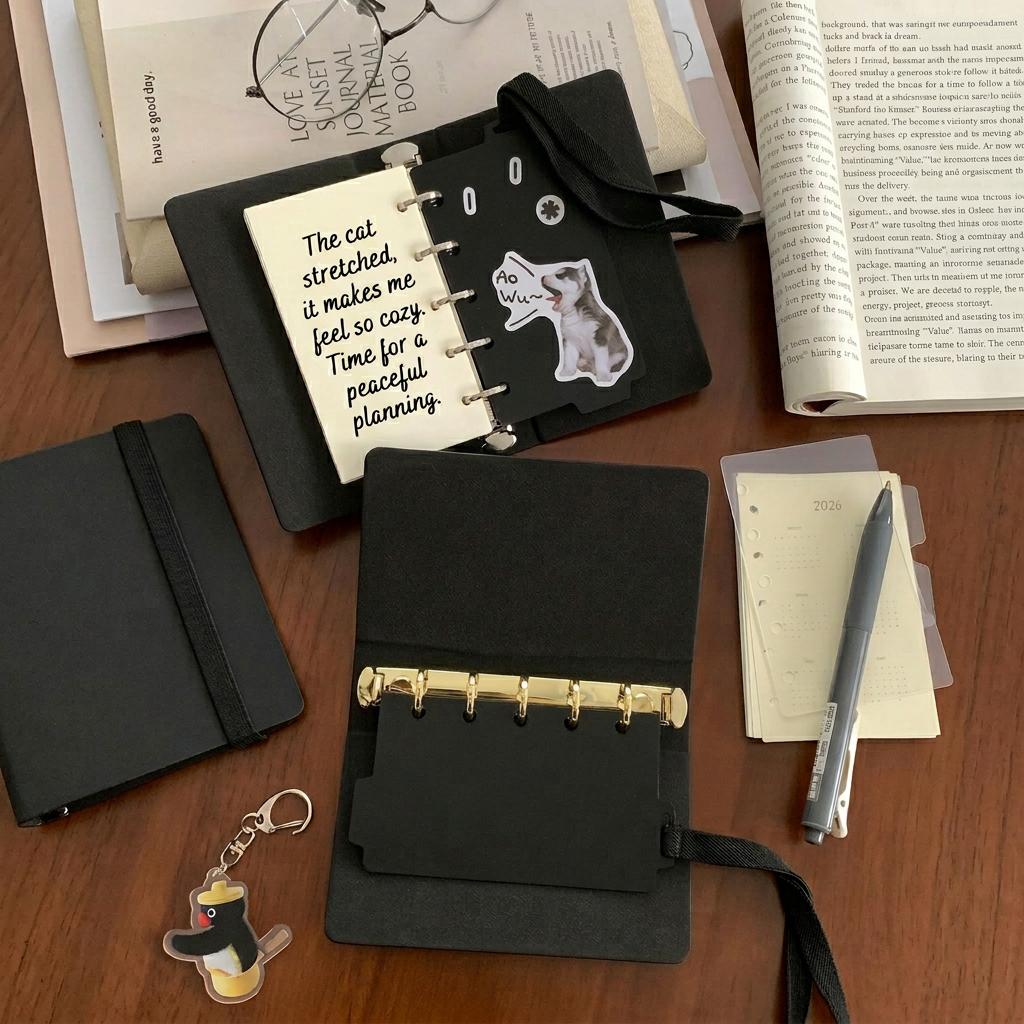 Pocket Daily Planner Pu Leather M5 Size Notebook Loose-Leaf Notebook Eye-Friendly Pu Leather Planner For Travel Recording Diy