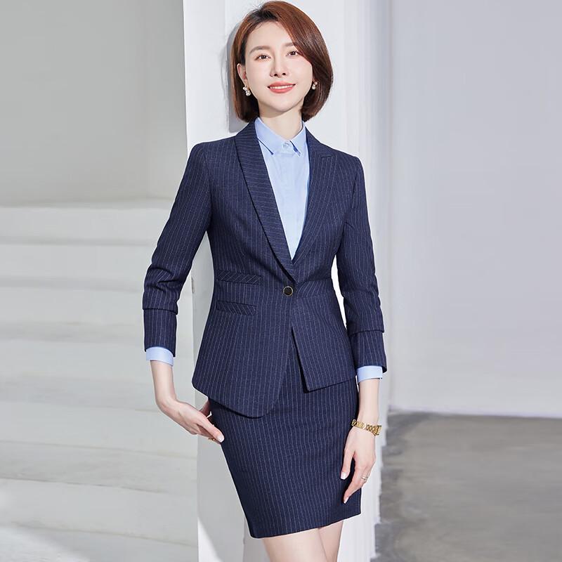 

Taluoman Women s Asymmetrical Striped Business Suit Set XL